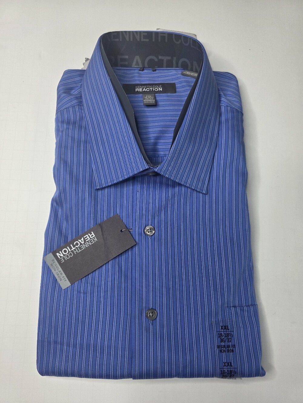 NEW Mens Blue with Stripes Dress Shirt by Kenneth Cole Reaction XXL 18